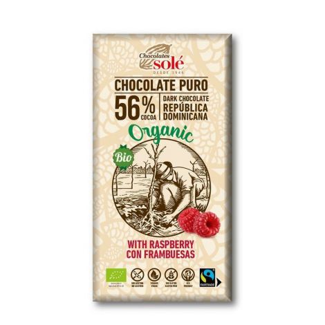 Chocolates Solé - 56% organiczna czekolada z malinami