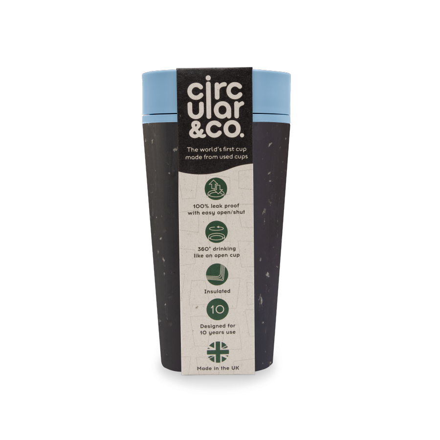 Cupa circulară (rCup) negru și albastru 340ml