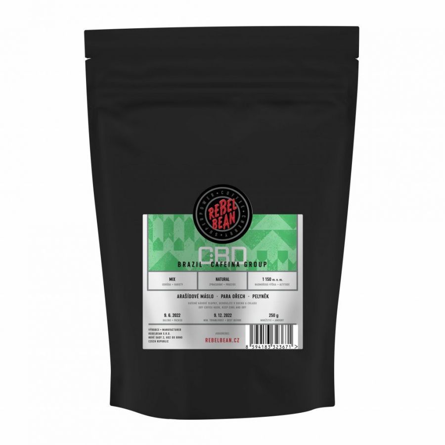 Rebelbean CBD káva Brazília Cafeina Group, 250 g