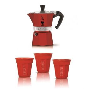 Set cadou Bialetti moka express 3 porții 3 căni, roșu 2