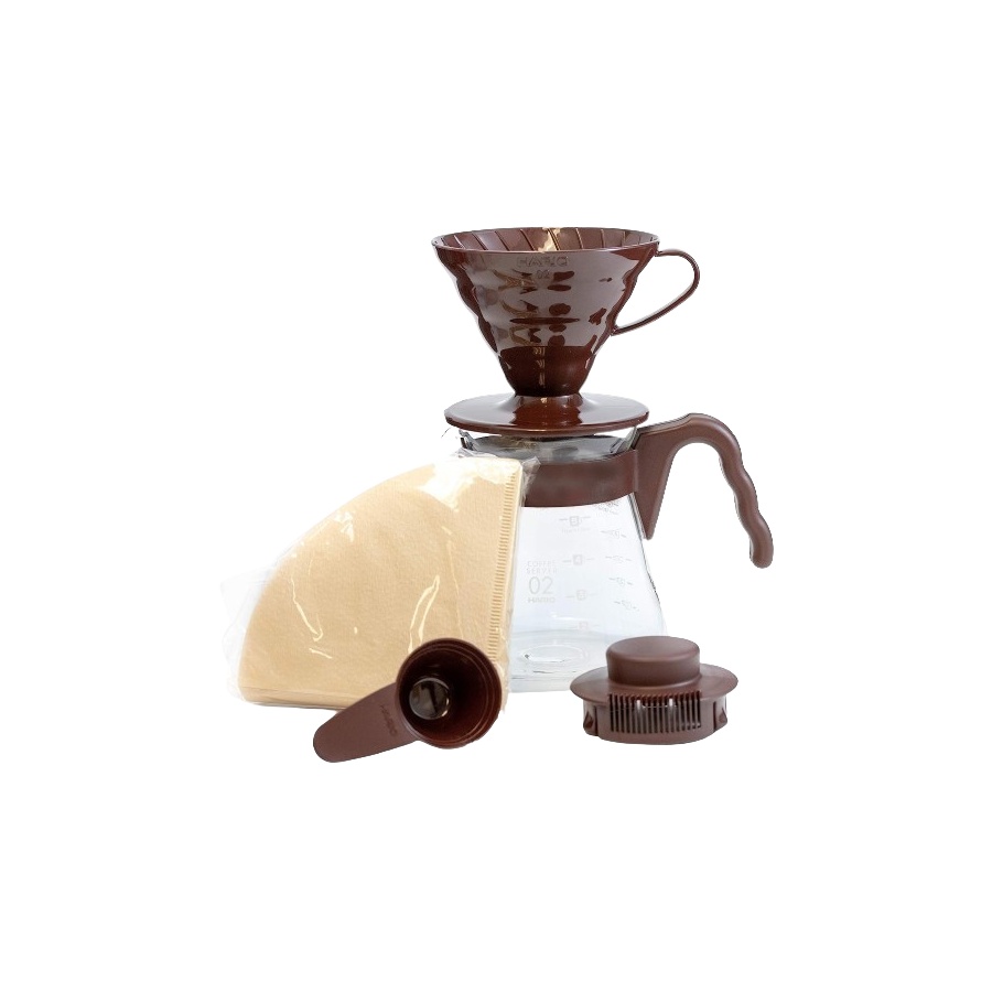 Pour over sada Hario V60 hnědý (VCSD-02CBR)