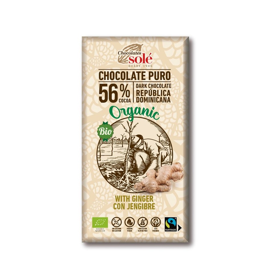 Chocolates Solé - 56% bio čokoláda se zázvorem