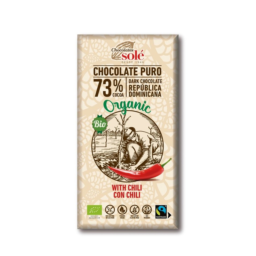 Chocolates Solé  - 73% ciocolată organică cu ardei iute
