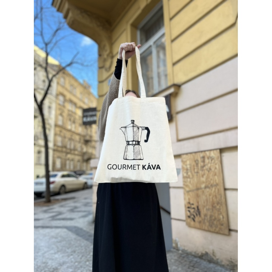 Plátěná taška - moka konvička