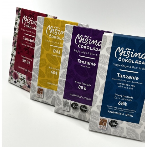 Ciocolată Ciocolată mixtă, ciocolată albă cu vanilie, 40%.