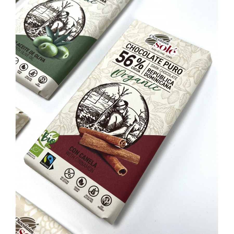 Chocolates Solé - 56% organiczna czekolada z cynamonem