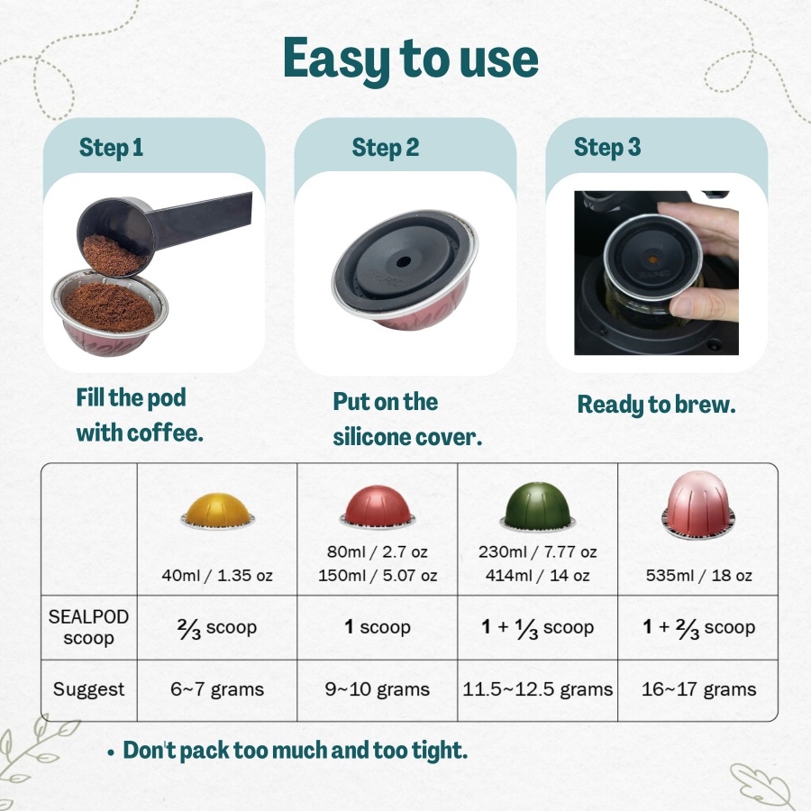 Capac de înlocuire Sealpod pentru capsula Nespresso Vertuo® din oțel inoxidabil