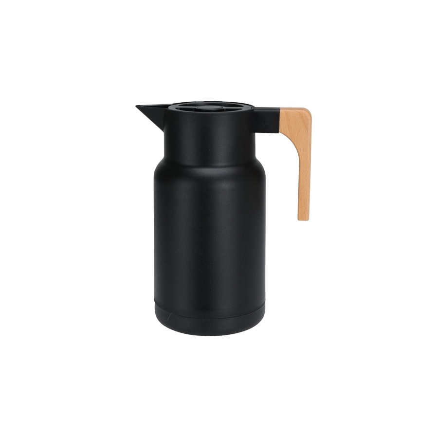 Thermos Kaffia 1 l with wooden handle - BLACK
