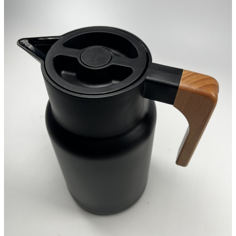 Thermos Kaffia 1 l with wooden handle - BLACK