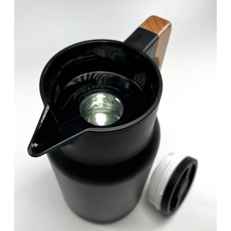Termos Kaffia 1 l cu mâner din lemn - NEGRU