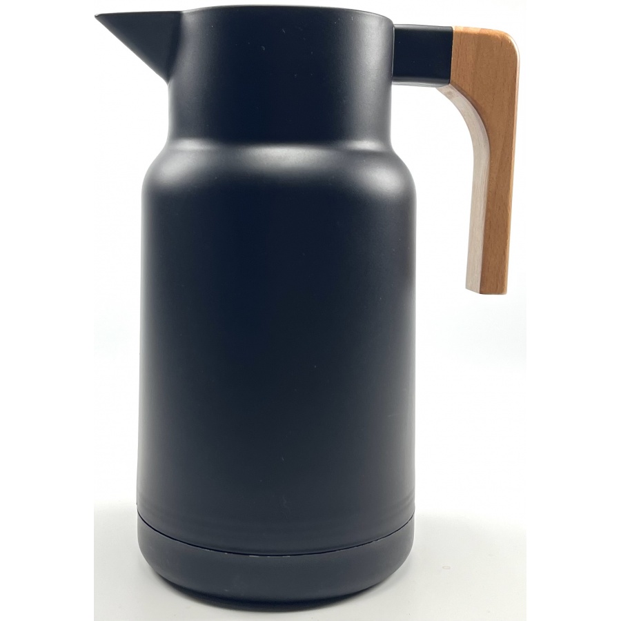 Thermos Kaffia 1 l with wooden handle - BLACK