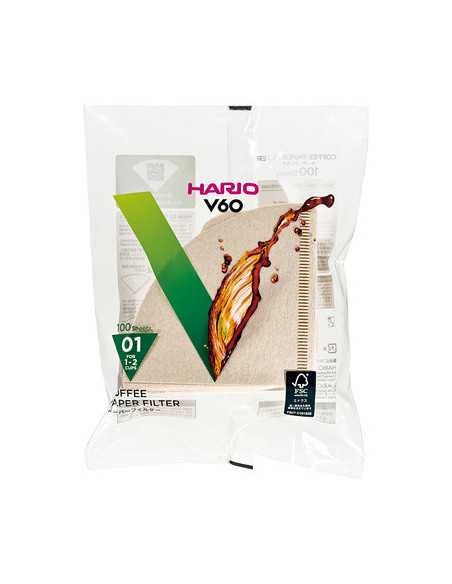 Hario V60-01 100 db, fehérítetlen papírszűrő (VCF-01-100M)