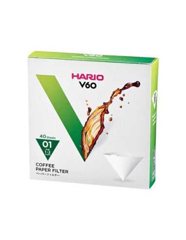 Papierové filtre Hario V60-01 40 ks, biele (VCF-01-40W)