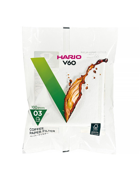 Filtre de hârtie Hario V60-03 100 buc, alb (VCF-03-100W)