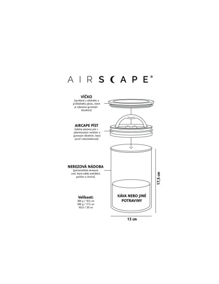 Airscape dóza na kávu 500g - Charcoal
